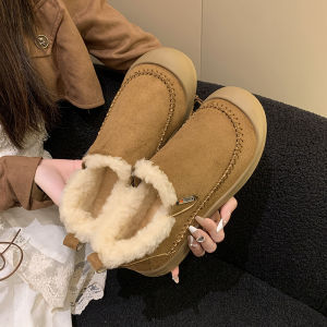 Qbely Giày thể thao ngoài trời Giày nữ giản dị ấm áp Lót Lông Cừu mùa đông cổ điển thời trang