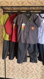 Setelan Baju Koko Anak Laki-laki Hitam Putih Lengan Panjang dan Pendek Usia 1-13 Tahun