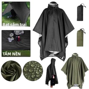 3 Trong 1 Phong Cách Quân Đội Chống Thấm Nước Áo Mưa Có Mũ Trùm Đầu Cho Xe Máy Che Mưa Đi Cắm Trại Du Lịch Ngoài Trời Đa Năng Áo Mưa