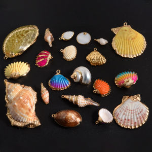 5pcs Colorful perforated shells spiral conch shells 20 styles charming pendants jewelry making supplies DIY necklaces bracelets