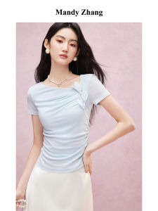 Spring/Summer Pleated Acetic Acid Women T-Shirt