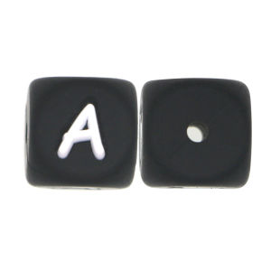 20pcs/Lot 12mm Black Square Silicone Letter Beads For Jewelry Making DIY Bracelet Necklace Earrings Etc Handmade Accessories