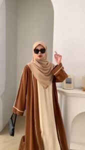 Nadya Dress Abaya Gamis Syari Lebaran Kondangan Kekinian Terbaru Abaya Long Outer Dress Semi Piyama