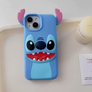 3D cartoon Stitch blue silicone phone case for iPhone 13 14 15 16 Pro Max casing Cartoon animal soft silicone protective cover for iPhone15 case