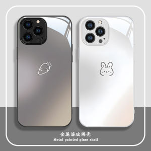 Ốp Lưng Điện Thoại Kính Hình Thỏ Hình Củ Cải Cho Apple 15Promax 14Pro 13Mini 12 11 8 XR XS SE3 Phụ Kiện Kỹ Thuật Số