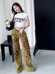 Girls High Waist Bell Bottom Jeans Long Pants Torn Loose Fit Bootcut Trousers Autumn Season Kids Fashion Street Style