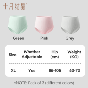 TEN-M JOURNEY 3-Pack High-Waist Maternity Panties with Belly Support - Cotton Shorts for Pregnancy