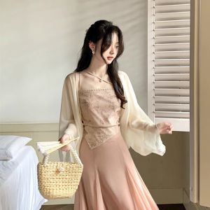 chaqi | New Chinese Style Ice Silk Sun Protection Clothing Womens Summer Thin Medium Length Cheongsam Outerwear Shawl Cardigan Jacket