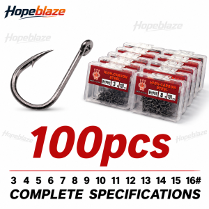 Hopeblaze Barrel Iseama Hooks High Carbon Steel Sharp Eye Fishing Hooks Sizes 3#-16# Freshwater Saltwater Big Game Fish Hooks