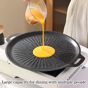 Korea Non Stick Grill Pan Outdoor BBQ Grill Pan Fry Cook Portable Camping Cookware Wok 户外烤盘韩式烤盘