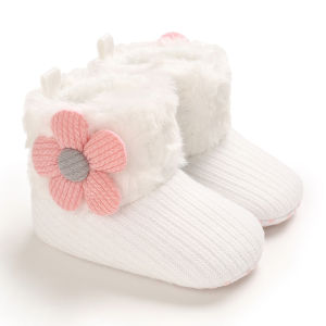 Baby Autumn Winter Boots Baby Girl Boys Winter Warm Shoes Solid Fashion Toddler Fuzzy Balls First Walkers Kid Shoes 0-18M