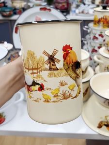 Large Capacity Enamel Tea Pot Thick Old Style Kitchenware Extra Large Size Enamel Mug Rustic Country Style Universal Use