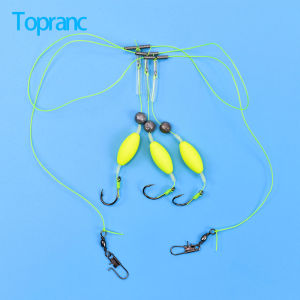 Topranc 2 Set Reverse Off-Bottom Fishing Three Hook Jig Anti-tangle Split Fishing Lure Line Hook Group with Corn Soft Bait