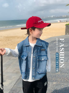 Baby Boys Denim Vest Spring Autumn Thin Outerwear Childrens Clothing Korean Style Cotton Lined Vest for Boys And Girls