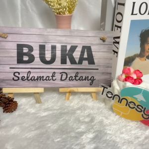 PAJANGAN SIGN OPEN CLOSE TOKO 30x15CM HIASAN DINDING GANTUNG WALL DECOR DEKORASI TOKO TENNESY