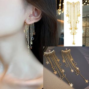 Exaggerated Temperament Star Tassel Earrings Rear Hanging Six-pointed Star Earrings Women Fashion Earrings for Girls Jewellery