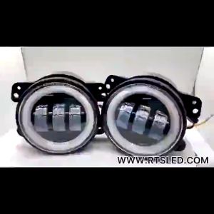 ไฟตัดหมอก LED ไฟตัดหมอก ทรงกลมขนาด 4 นิ้วสำหรับขับรถรถยนต์ไฟตัดหมอกสีขาวสีเหลืองอำพันวงแหวนรัศมีสำหรับรถจี๊ป