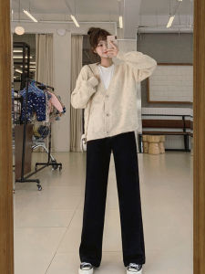 High Waist Wide Leg Pants Womens Spring Autumn New Style Drapey Casual Floor Length Loose Slimming Sport Straight Leg Trousers