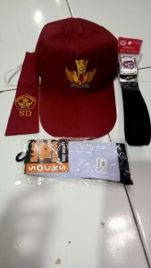 Paket Hemat Topi+Dasi+Sabuk+Kaus kaki SD SMP SMA Logo Bordir Computer Cewek Cowok