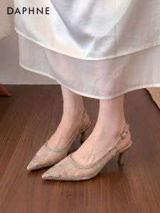 Daphne | Summer Lace Fabric And Rhinestone Women Sandals