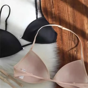 MOYISU French Triangle A B Cup Underwear Womens Thin Straps Beautiful Back Halter Invisible Front Buckle Bra Thin Seamless Bra