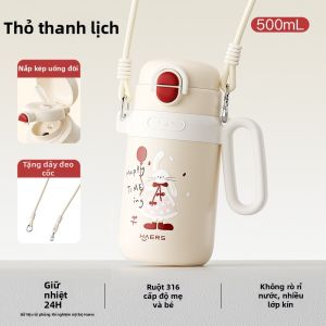 Haers | Cốc Cách Nhiệt Trẻ Em 1-3 Tuổi Uống Qua Ống Hút Mẫu Giáo
