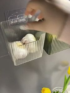 【COD】Kitchen High-Capacity Transparent Plastic Storage Basket Organizer Ginger And Garlic Open Storage Box Wall-Mounted Non Perforated Shelf Self Draining Multi-Purpose Countertop Partition Storage Rack