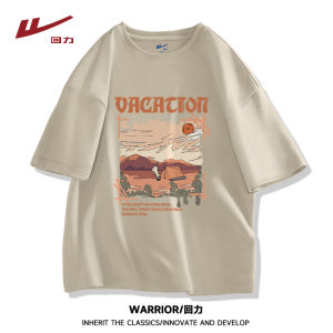 Loose Fit Pure Cotton Short Sleeve T-Shirt Mens Summer Breathable Printed round Neck Casual Top Quality Domestic Brand