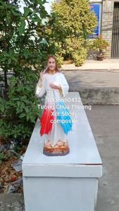 Tượng Chúa thương xót cao 40cm 50cm chất liệu nhựa composite dát vàng viền áo để được ngoài trời