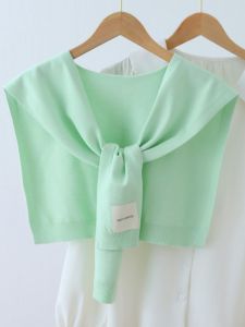 ผ้าพันคอถักผ้าพันคอไหล่ป้องกันคอ ทันสมัย ผูกปม ผู้หญิง มีสไตล์ อุปกรณ์เสริมปลอมสองชิ้น คาร์ดิเกน แขนยาว