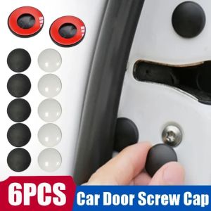 6Pcs Car Door Lock Screw Protector Cover Black Universal Screw Anti-Rust Trim Sticker Waterproof Cap Auto Body Styling Accessories