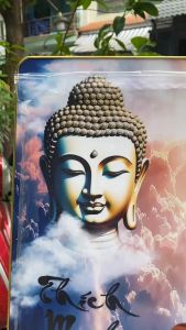 Bộ 3 tấm tranh Thầy Thích Minh Tuệ chất liệu in gỗ tráng gương bọc viền