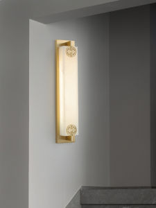 โคมไฟผนังแบบใหม่สไตล์จีนไฮเอนด์ ทำจากหินคลื่นทองแดง ป้องกันน้ำได้สำหรับประตูหน้าบ้าน โคมไฟติดผนังสำหรับห้องนั่งเล่น