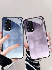 Gold Foil Inkwater Phone Case for Opporeno4 RENO4SE New RENO4PRO Protective Cover RENO5 Glass Fashion Anti-Fall Mirror Surface High-End Feeling Shell Trendy Brand INS Soft Edge