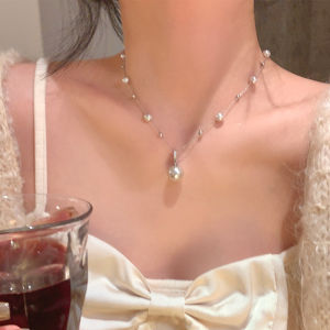 Mantara Rose French Luxurious Pearl Necklace Elegant Ladys Choker Chain Sweater Chain Fashionable Accessory for Women