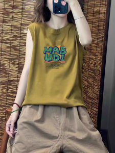 Elegant Cotton Sleeveless Vest Womens Inner Wear 2025 Summer New Korean Style Simple Artistic Pure Cotton round Neck Top