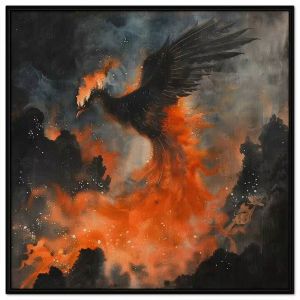 Tranh phượng hoàng lửa phong thủy cầu sức khỏemay mắn trường thọ. Tranh treo tường dán tường.CGI-1151