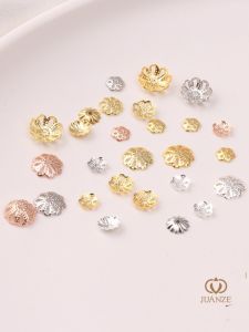 ชิ้นส่วนอุปกรณ์ DIY สร้อยข้อมือไข่มุก โลหะผสม ชุบทอง 14K18K สีสันสดใส ดีไซน์ดอกไม้ เรียบง่ายและทันสมัย