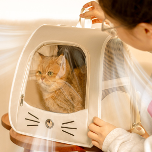Breathable Cat Carrier Bag Cat Backpack Travel Large Beg Anti-stress Kucing Galas Belakang Beg 宠物外出背包