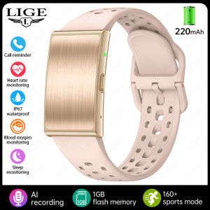 LIGE | LIGE New 1GB Memory Smart Bracelet One-Click Recording AI Meeting Transcription Real-time Health Monitor Sports Smart Watch Men
