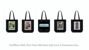 Uniquely Singapore Canvas Tote Bag - Haji Lane by local artist Joanna Wong.