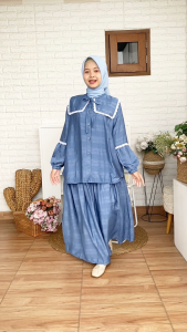 Setelan Tunik Anak Set rok anak Setelan Muslim Anak Perempuan Atasan +Rok Cantik Casual Cutetrik2025