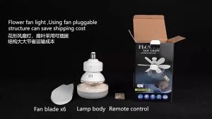 Remote Control Ceiling Fan Light E27 Fan Blade Bulb LED lights 60W Ceiling Fan Modern Design Silent 3 Speed Wind 6 Blades  E27 Crystal Lamp Shade