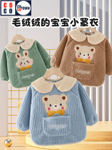 หนาขึ้น ชุดกันน้ำ เด็กทารก ชิ้น ผ้ากันเปื้อนเด็กกันสิ่งสกปรก สำหรับกินอาหาร ใช้กลางแจ้ง สวมกลับด้านได้ ชุดป้องกัน เด็กทารก ชิ้น ชุดรอมเปอร์แบบคลุมทั้งตัว