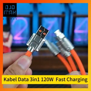 DJDMax Kabel Data 3 in 1 120W  Fast Charging Micro USB Type C iPhone Kabel 3 in 1 IOS USB Android Cable Data 3in1 Kabel Data 3 in 1 Android Iphone Micro USB USB Type-C Kabel Data Fast Charging Kabel Data Pengisian Cepat Kabel Data Awet Murah Aman