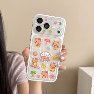 Sanrio | Sanrio Hello Kitty Glitter Phone Case Large Camera Window Transparent Shockproof Protective Cover For iPhone 17 15 16 17 Pro Max