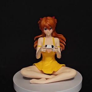 11cm Gaming Ver Figure EVA Kawaii Girl Yellow Dress Sitting Pose Anime Action Figurine Collectible Model Doll Birthday Gift