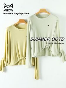 Miiow | Slim Fit Round Neck Long Sleeve T-Shirt Knitted Summer New Fashion Versatile Base Layer Top Womens Raseel Thin Cat Person