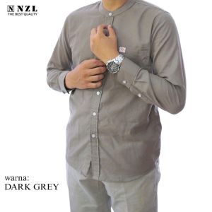 01NZL-Kemeja Pria Lengan Panjang Kerah Shanghai Katun Linen Premium