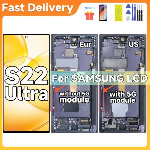 AMOLED For SAMSUNG S22 Ultra 5G SM-S908B/DS S908N LCD Display Touch Screen Digitizer Assembly S22Ultra Display With Frame